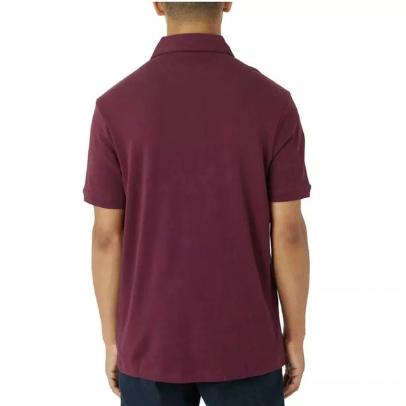 Tahari Men's Short Sleeve Premium Soft Interlock Polo Shirt, Dark Red Large - Picture 4 of 9